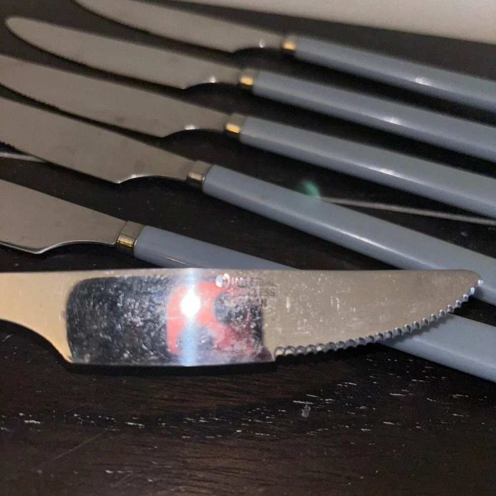 Set of 6 Butter Knives | Imperial‎ Stainless Steel | Blue Plastic Handles